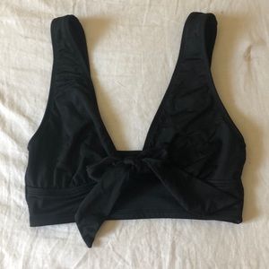Black tie front bikini top